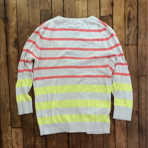 GAP Cream, Coral, & Bright Yellow Striped Cardigan - Picture 2 of 5